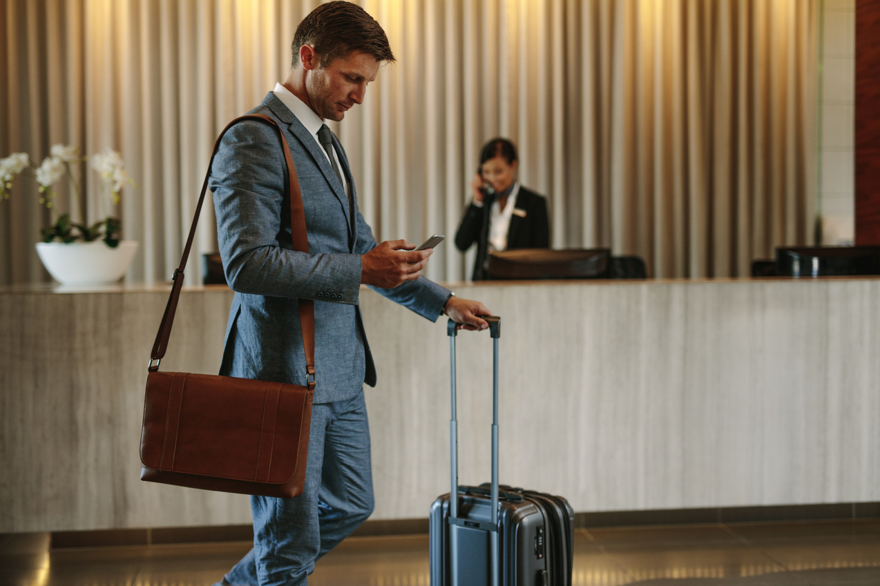 Business Traveler Arriving at His Hotel