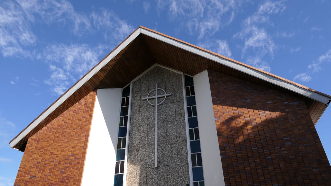 shot of religious chapel or funeral home for funeral service